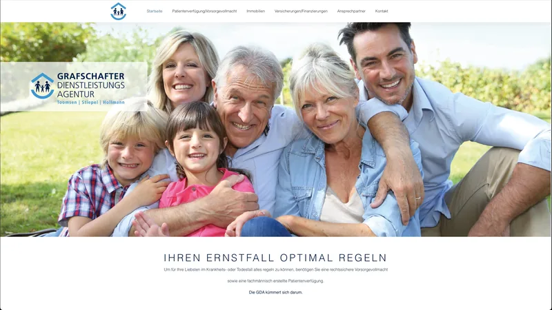 Website GDA Grafschafter Dienstleistungs-Agentur, Vorsorge, Immobilien, Versicherungen · Uelsen