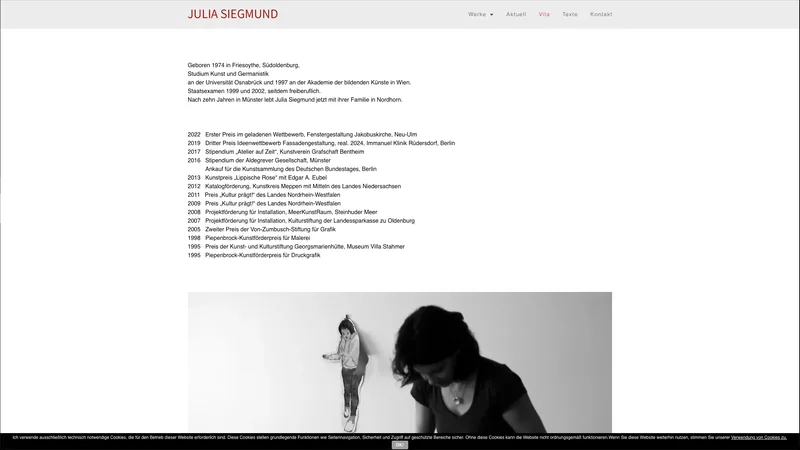 Website Julia Siegmund, Künstlerin, Malerei und Kunst am Bau · Nordhorn