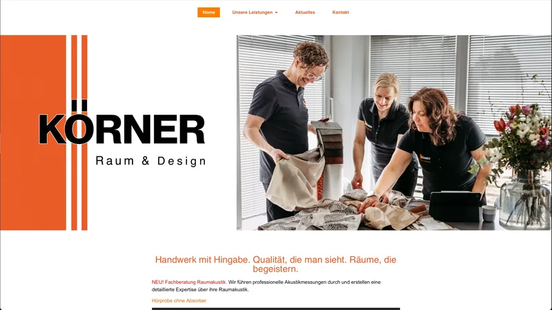 Website Körner Raum & Design, Gardinen, Polsterei, Raumakustik · Emlichheim