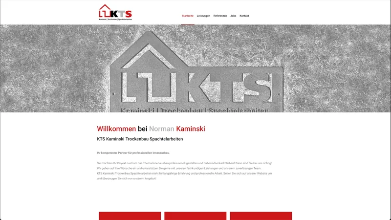 Website KTS Kaminski, Trockenbau und Spachtelarbeiten · Wietmarschen