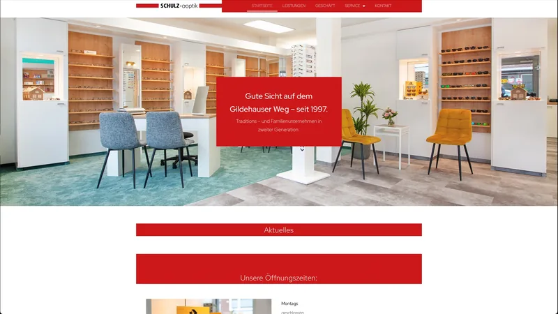 Website Schulz Optik, Augenoptik seit 1997 · Nordhorn