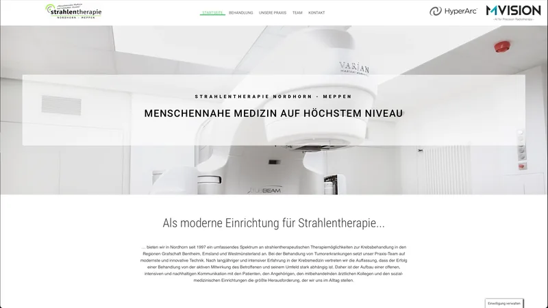 Website Strahlentherapie Nordhorn-Meppen, Überörtliche Gemeinschaftspraxis · Nordhorn